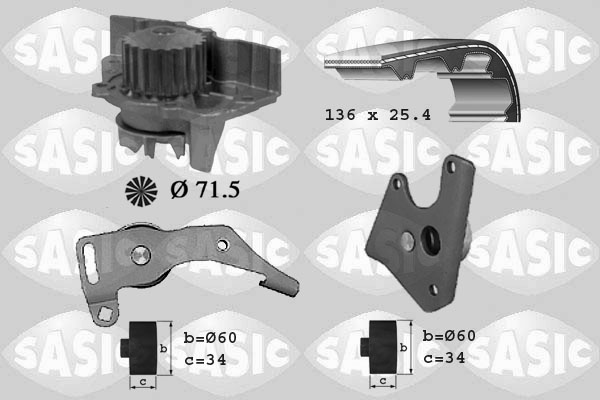 Distributieriem kit inclusief waterpomp Sasic 3900018