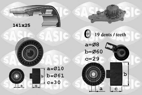 Distributieriem kit inclusief waterpomp Sasic 3900031