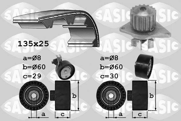 Distributieriem kit inclusief waterpomp Sasic 3900032
