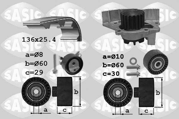 Distributieriem kit inclusief waterpomp Sasic 3900034
