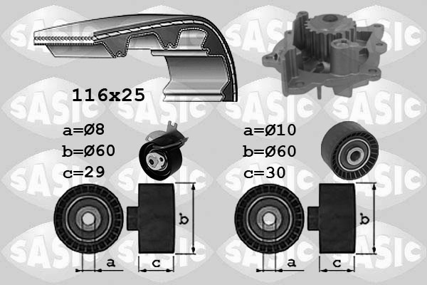 Distributieriem kit inclusief waterpomp Sasic 3900038