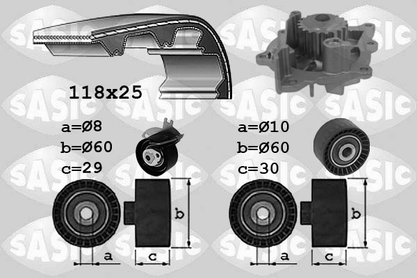 Distributieriem kit inclusief waterpomp Sasic 3900039