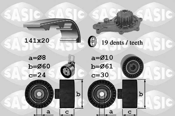 Distributieriem kit inclusief waterpomp Sasic 3900044