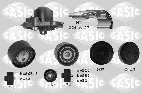 Waterpomp + distributieriem set Sasic 3900045