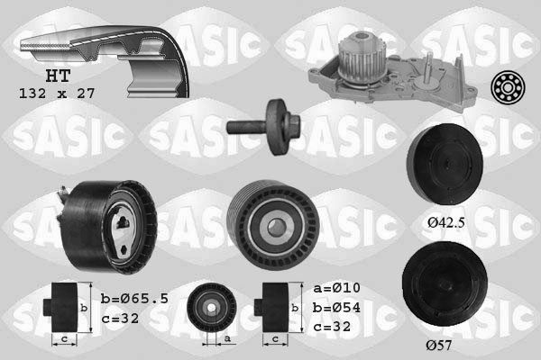 Distributieriem kit inclusief waterpomp Sasic 3904035