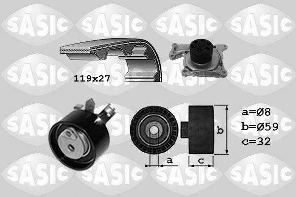 Distributieriem kit inclusief waterpomp Sasic 3904038