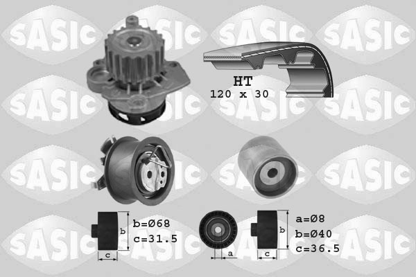 Distributieriem kit inclusief waterpomp Sasic 3906003