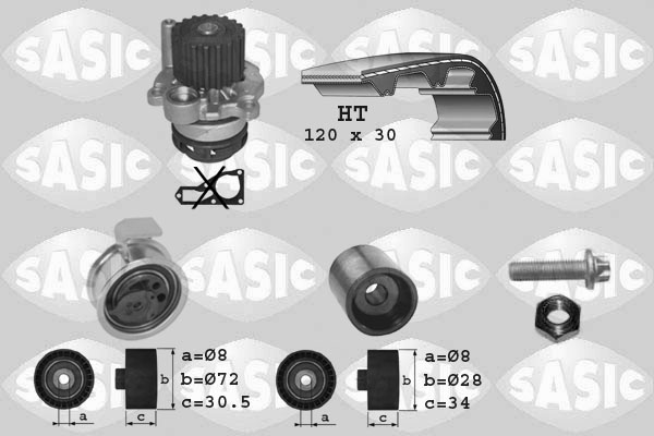 Distributieriem kit inclusief waterpomp Sasic 3906010