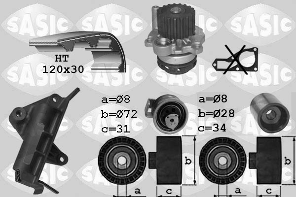 Distributieriem kit inclusief waterpomp Sasic 3906019
