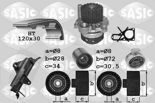 Distributieriem kit inclusief waterpomp Sasic 3906023