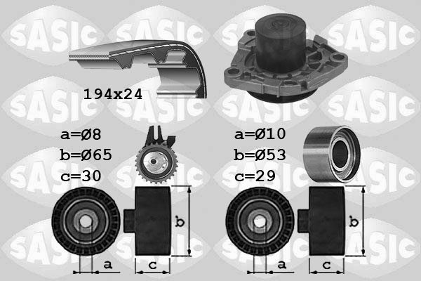 Distributieriem kit inclusief waterpomp Sasic 3906034