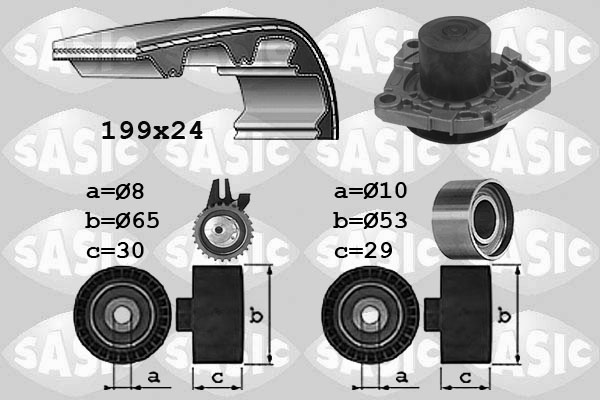 Distributieriem kit inclusief waterpomp Sasic 3906035