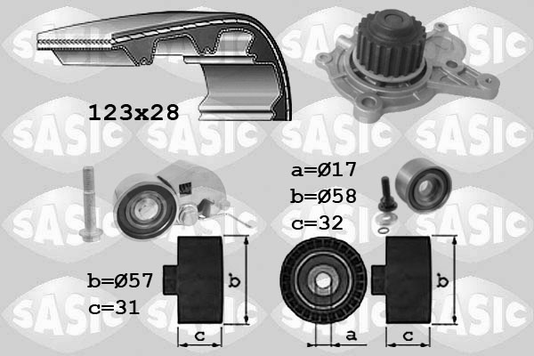Distributieriem kit inclusief waterpomp Sasic 3906039
