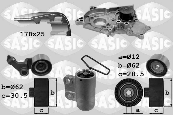 Distributieriem kit inclusief waterpomp Sasic 3906040