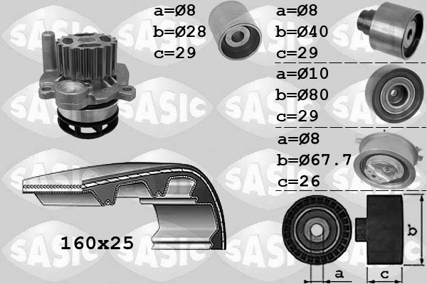 Distributieriem kit inclusief waterpomp Sasic 3906078