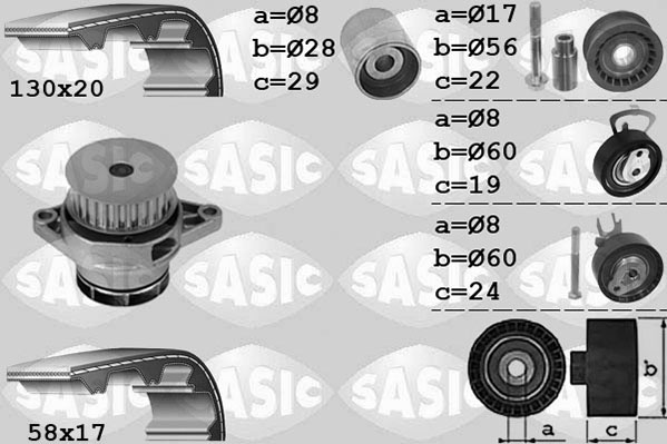 Distributieriem kit inclusief waterpomp Sasic 3906085