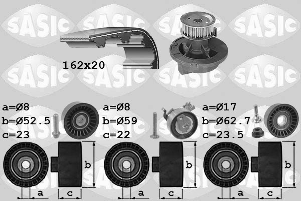 Distributieriem kit inclusief waterpomp Sasic 3906093