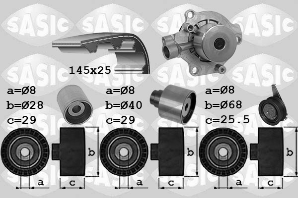 Distributieriem kit inclusief waterpomp Sasic 3906102