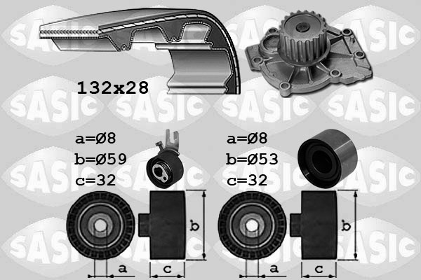 Distributieriem kit inclusief waterpomp Sasic 3906107