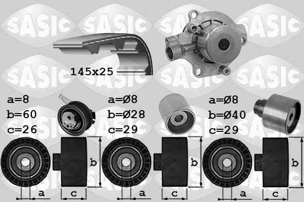 Distributieriem kit inclusief waterpomp Sasic 3906111