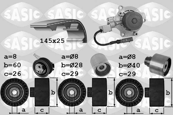 Distributieriem kit inclusief waterpomp Sasic 3906114