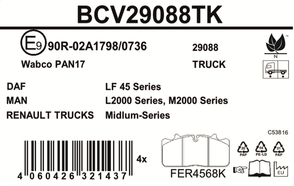 Beral Remblokset BCV29088TK