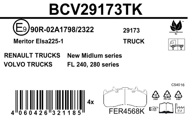 Beral Remblokset BCV29173TK