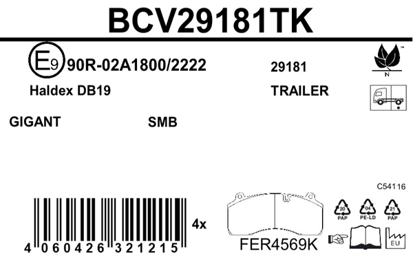 Beral Remblokset BCV29181TK