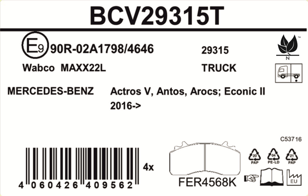 Beral Remblokset BCV29315T