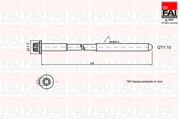 Cilinderkopboutenset Fai Autoparts B1401