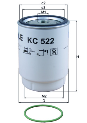 Brandstoffilter Mahle Original KC 522D