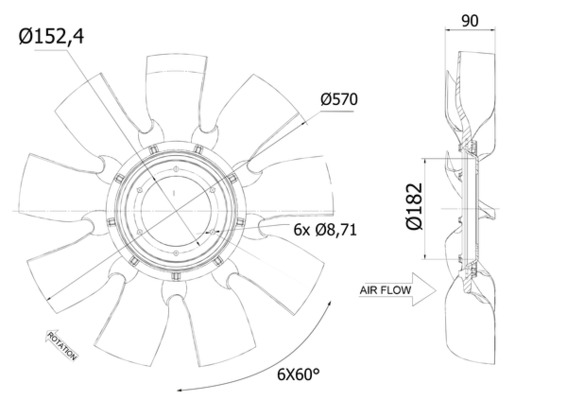 Ventilatorwiel-motorkoeling Mahle Original CFW 93 000P