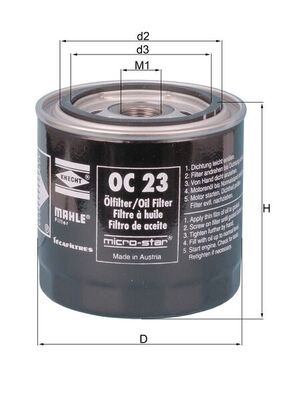 Mahle Original Oliefilter OC 23