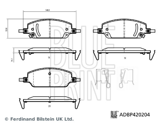 Remblokkenset, schijfrem Blue Print ADBP420204
