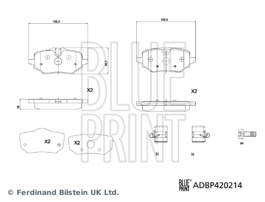 Remblokkenset, schijfrem Blue Print ADBP420214