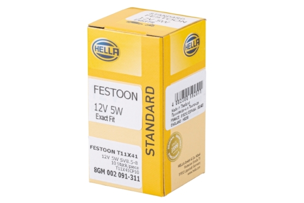 Gloeilamp, kentekenplaatverlichting Hella 8GM 002 091-311