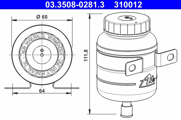 Remvloeistofreservoir ATE 03.3508-0281.3