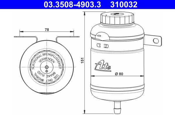 Remvloeistofreservoir ATE 03.3508-4903.3