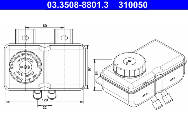 Remvloeistofreservoir ATE 03.3508-8801.3