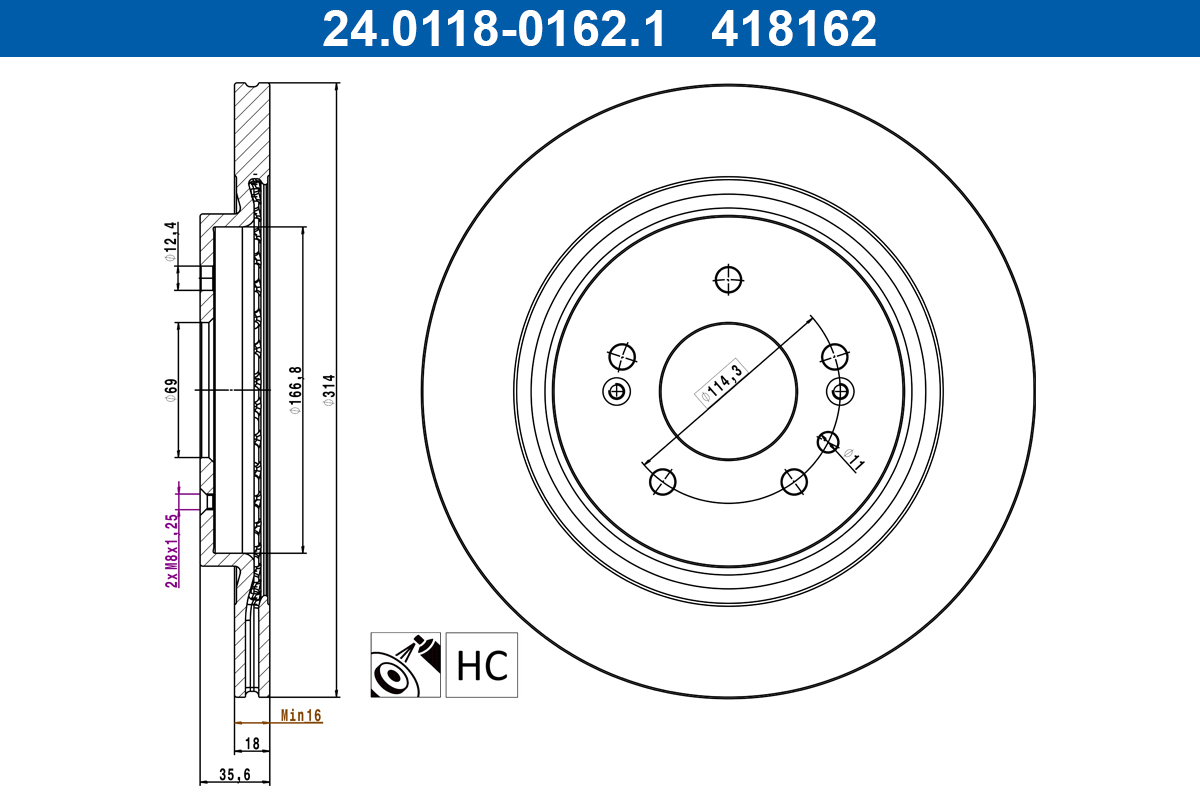 Remschijf ATE 24.0118-0162.1