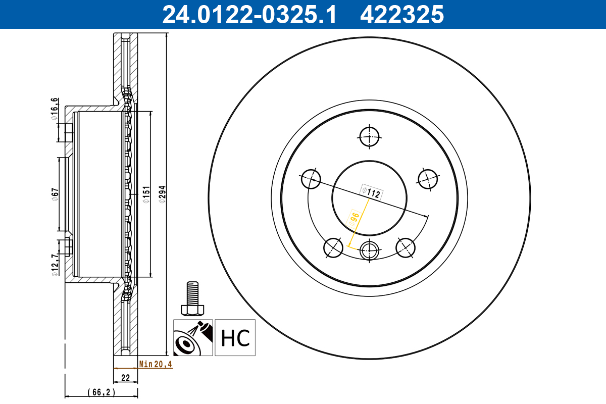 Remschijf ATE 24.0122-0325.1