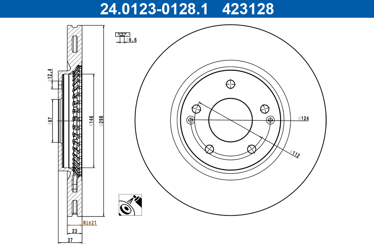 Remschijf ATE 24.0123-0128.1
