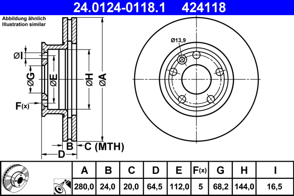 Remschijven ATE 24.0124-0118.1