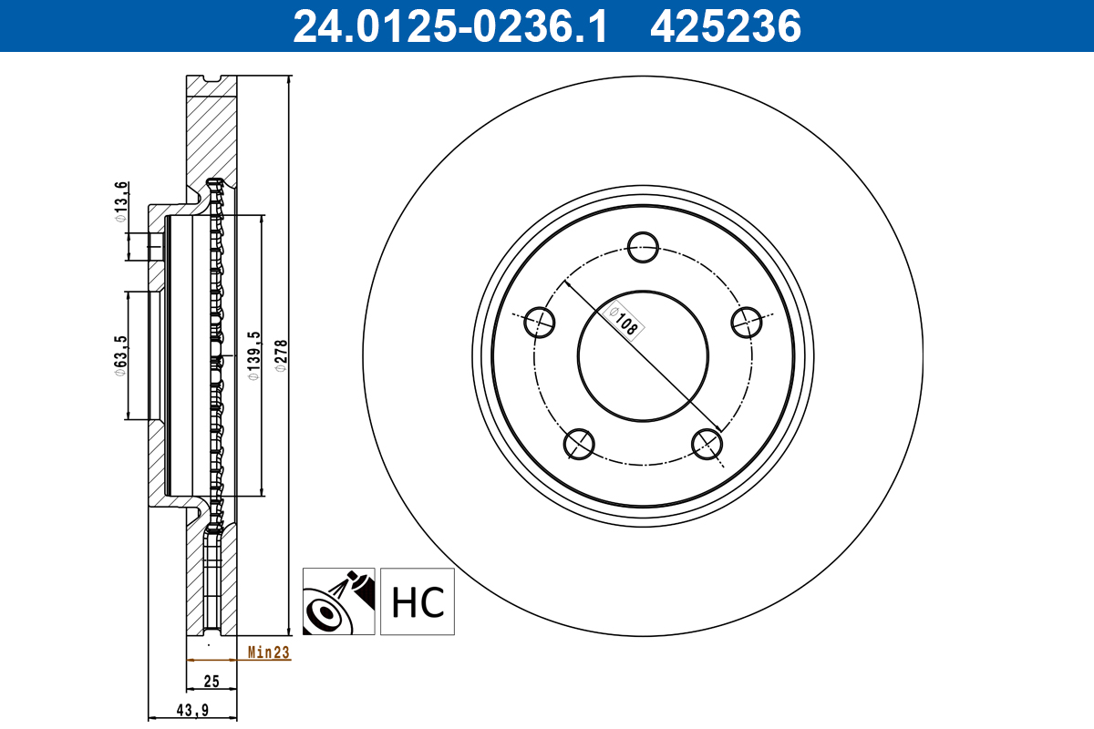 Remschijf ATE 24.0125-0236.1