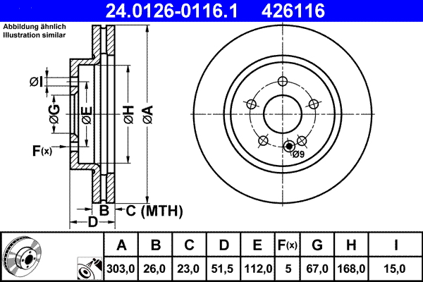 Remschijven ATE 24.0126-0116.1