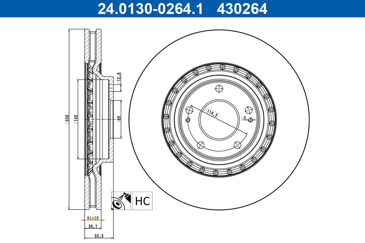 Remschijf ATE 24.0130-0264.1