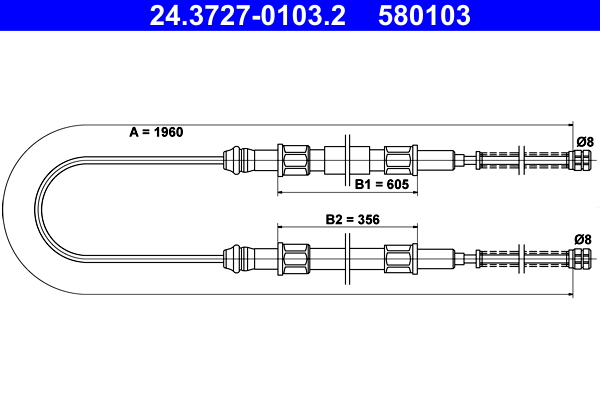 Handremkabel ATE 24.3727-0103.2