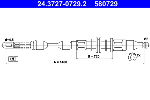 Handremkabel ATE 24.3727-0729.2