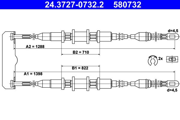 Handremkabel ATE 24.3727-0732.2