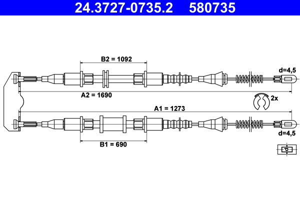 Handremkabel ATE 24.3727-0735.2